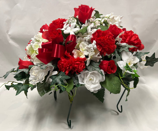Artificial Stone Saddle -White and Red