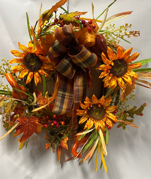 Sunflower and Gourd Grapevine Wreath