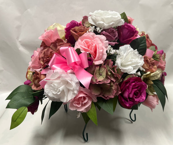 Artificial Stone Saddle - Light Pink, Fuchsia, Cream, White and Dusty Rose