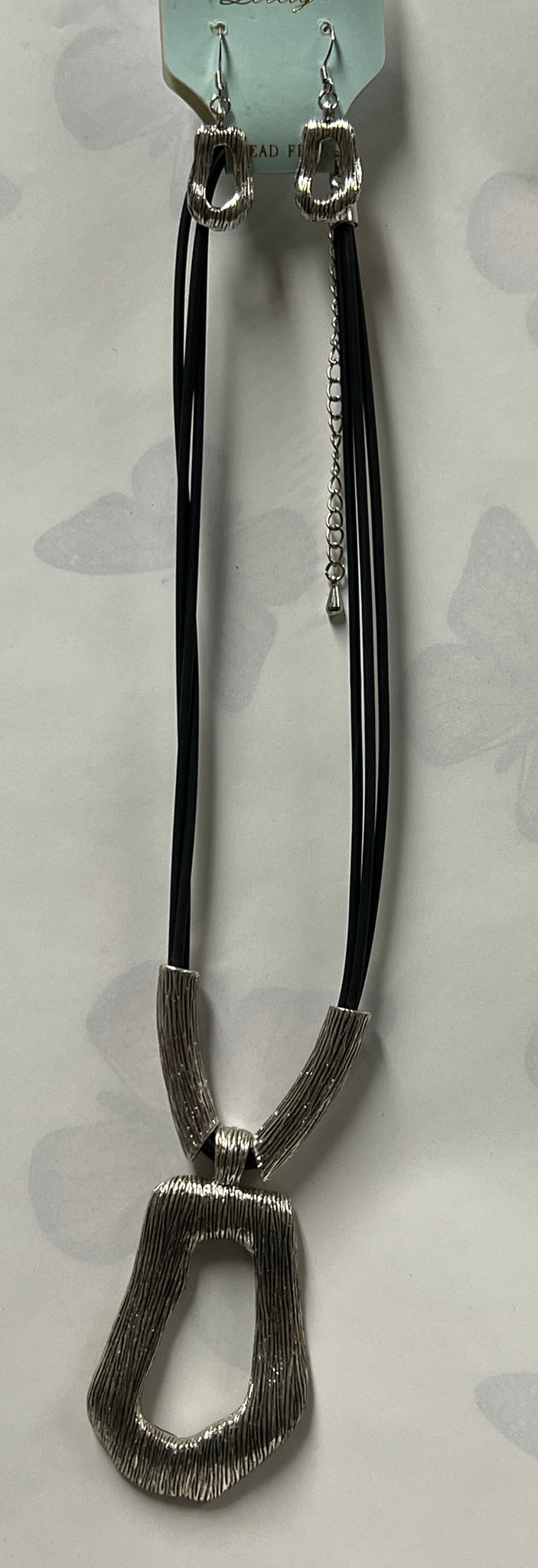 Flat Pendant Necklace/ Earring Set