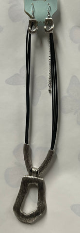 Flat Pendant Necklace/ Earring Set