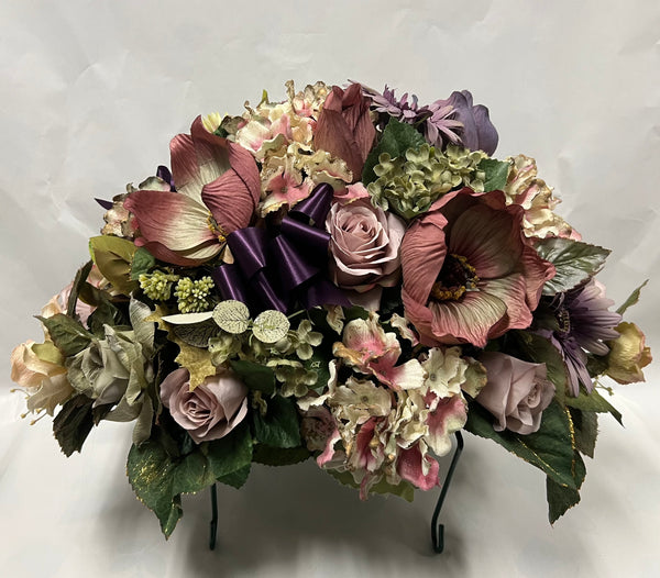 Artificial Stone Saddle- Mauve, Dusty Rose, Cream and Sage Green