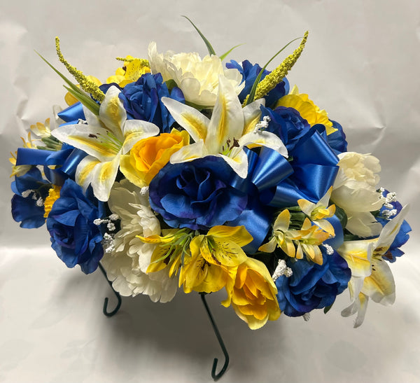 Artificial Stone Saddle -Royal Blue, Yellow and Cream