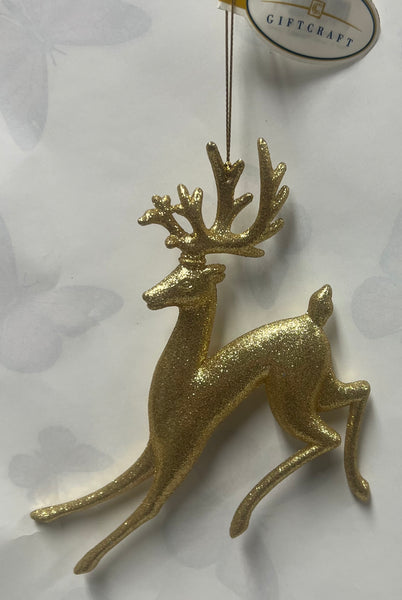 Gold Glitter Deer Tree Ornament