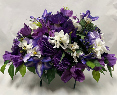 Artificial Stone Saddle -Purple and White