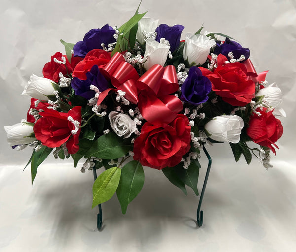 Artificial Stone Saddle -Red, White and Dark Purple