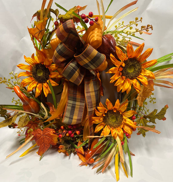 Sunflower and Gourd Grapevine Wreath