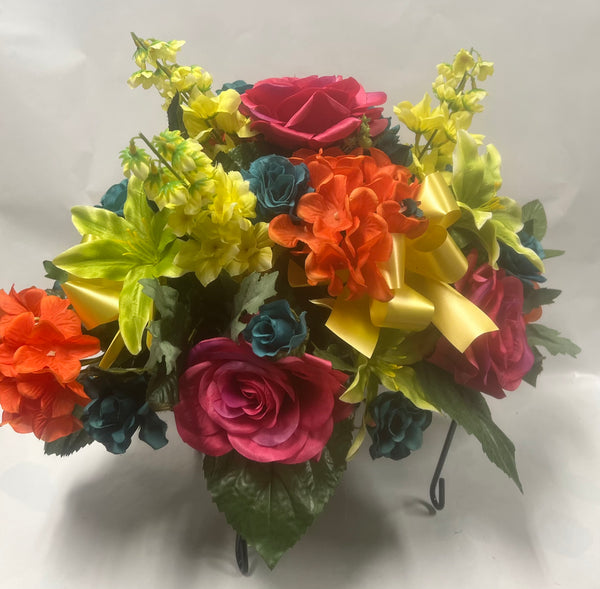 Artificial Stone Saddle -Yellow, Teal, Hot Pink, Orange and Lime Green