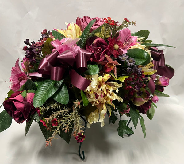 Artificial Stone Saddle -Burgundy, Fuchsia, Cream/ Yellow and Dusty Rose