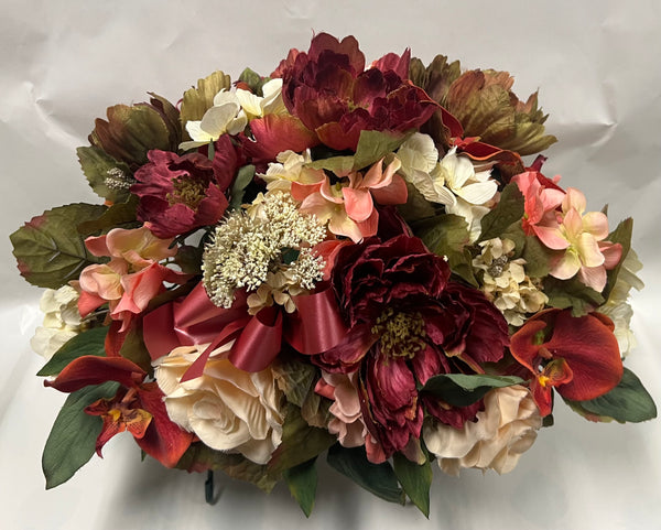 Artificial Stone Saddle - Ivory, Burgundy, Peach, Burnt Orange and Olive Green