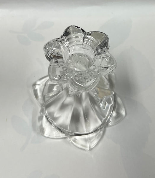 Glass Flower Taper Candle Holder