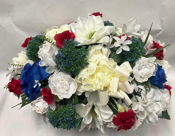 Artificial Stone Saddle - White, Blue and Red