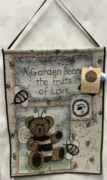 Boyds Bear Tapestry Wall Hanging -Garden