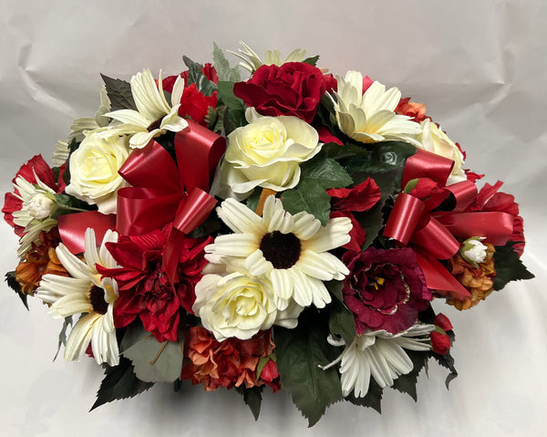 Artificial Stone Saddle -Red, Ivory and Rust