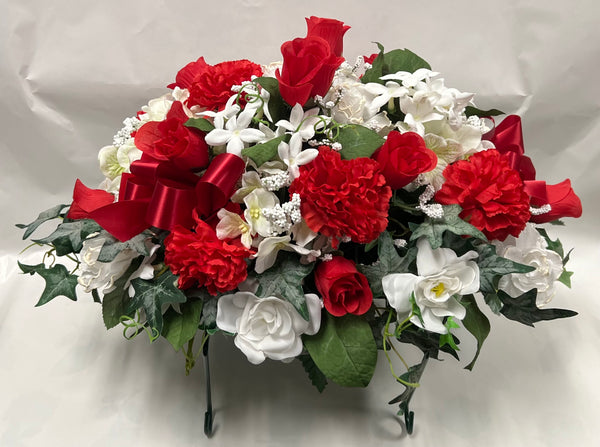 Artificial Stone Saddle -White and Red