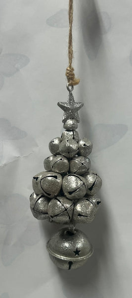 Small Silver Glitter Bell Tree Ornament