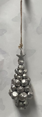 Silver Glitter Bell Tree Ornament