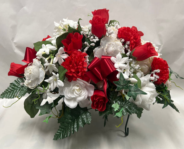 Artificial Stone Saddle -White and Red