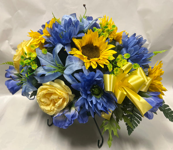 Artificial Stone Saddle - Royal Blue, Light Blue and Yellow
