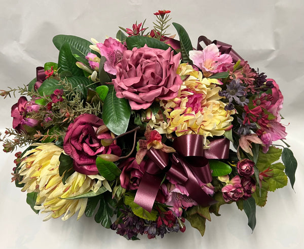 Artificial Stone Saddle -Burgundy, Fuchsia, Cream/ Yellow and Dusty Rose