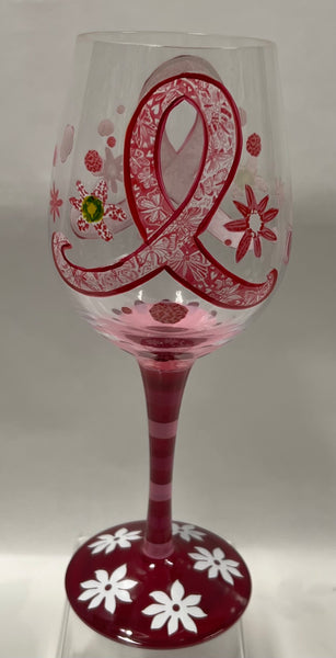 Pink Ribbon Wineglass