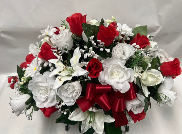 Artificial Stone Saddle- Red and White