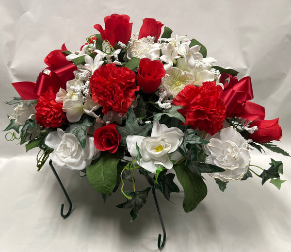 Artificial Stone Saddle -White and Red