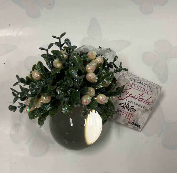 Kissing Krystal -Mistletoe Ornament- Frosted Sugar Plum -Ball