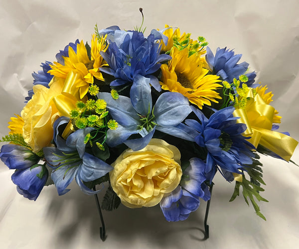 Artificial Stone Saddle - Royal Blue, Light Blue and Yellow
