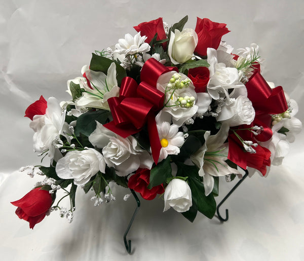 Artificial Stone Saddle- Red and White