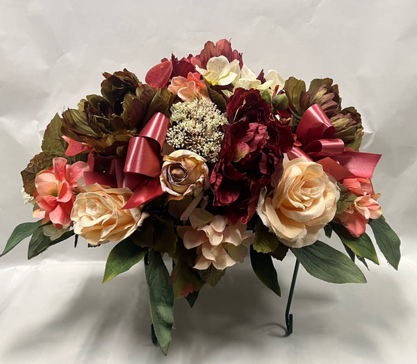 Artificial Stone Saddle - Ivory, Burgundy, Peach, Burnt Orange and Olive Green