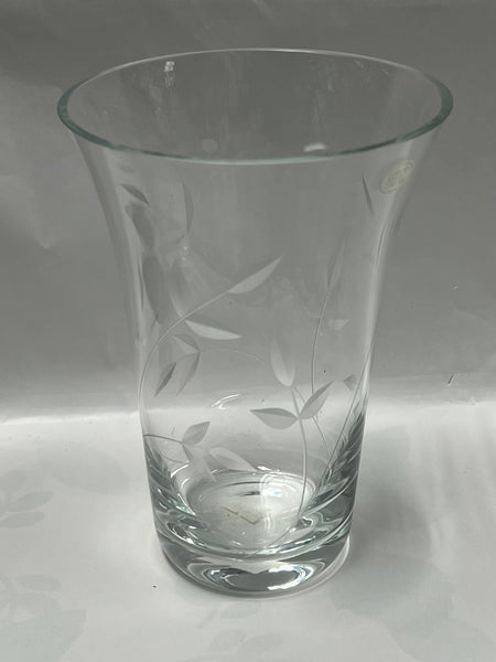Leaf Etched Glass Vase