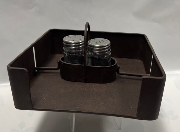 Metal Napkin Holder with Salt and Pepper Shakers