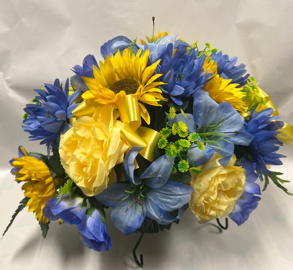 Artificial Stone Saddle - Royal Blue, Light Blue and Yellow