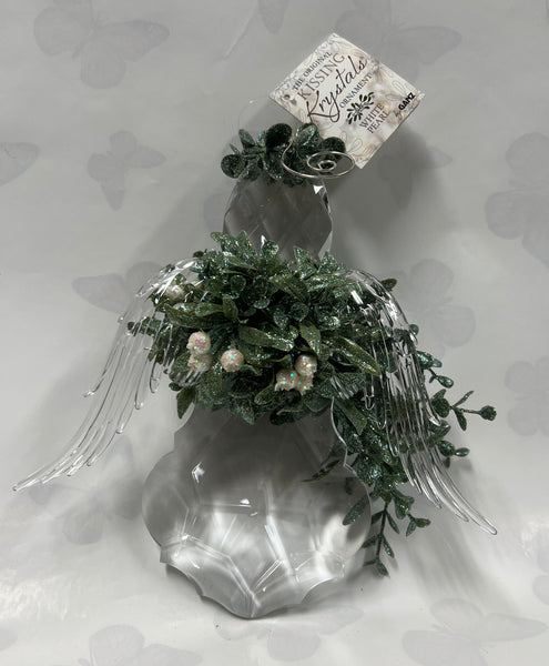 Kissing Krystals -Large Angel Ornament -White Pearl