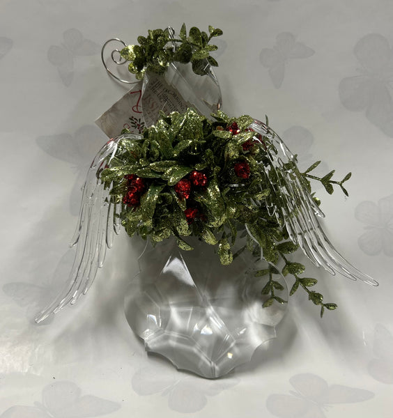 Kissing Krystals -Large Angel Ornament -Classic Red