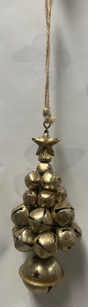 Small Champagne Gold Glitter Bell Tree Ornament