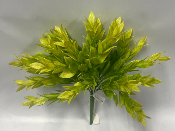 Plastic Ruscus Bush -Yellow / Green