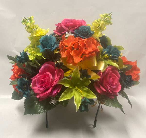 Artificial Stone Saddle -Yellow, Teal, Hot Pink, Orange and Lime Green
