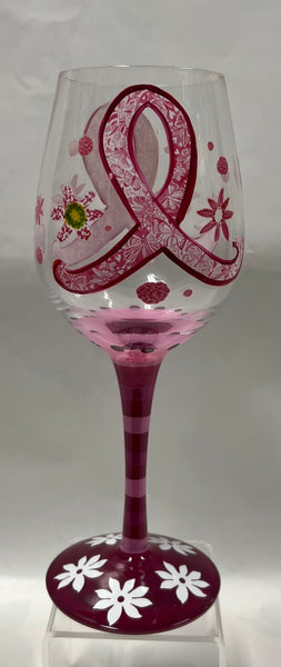 Pink Ribbon Wineglass