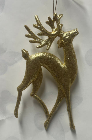 Gold Glitter Deer Tree Ornament
