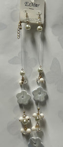 White Flower Necklace/ Earring Set