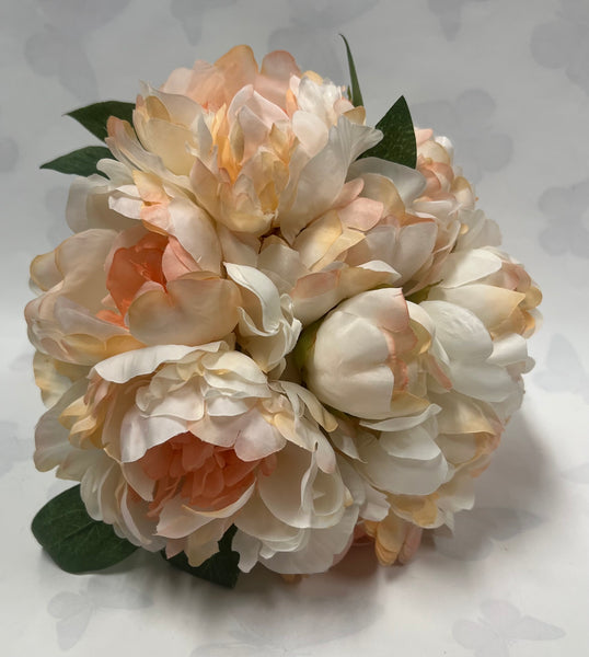 Peony Bouquet -Peach/ Ivory