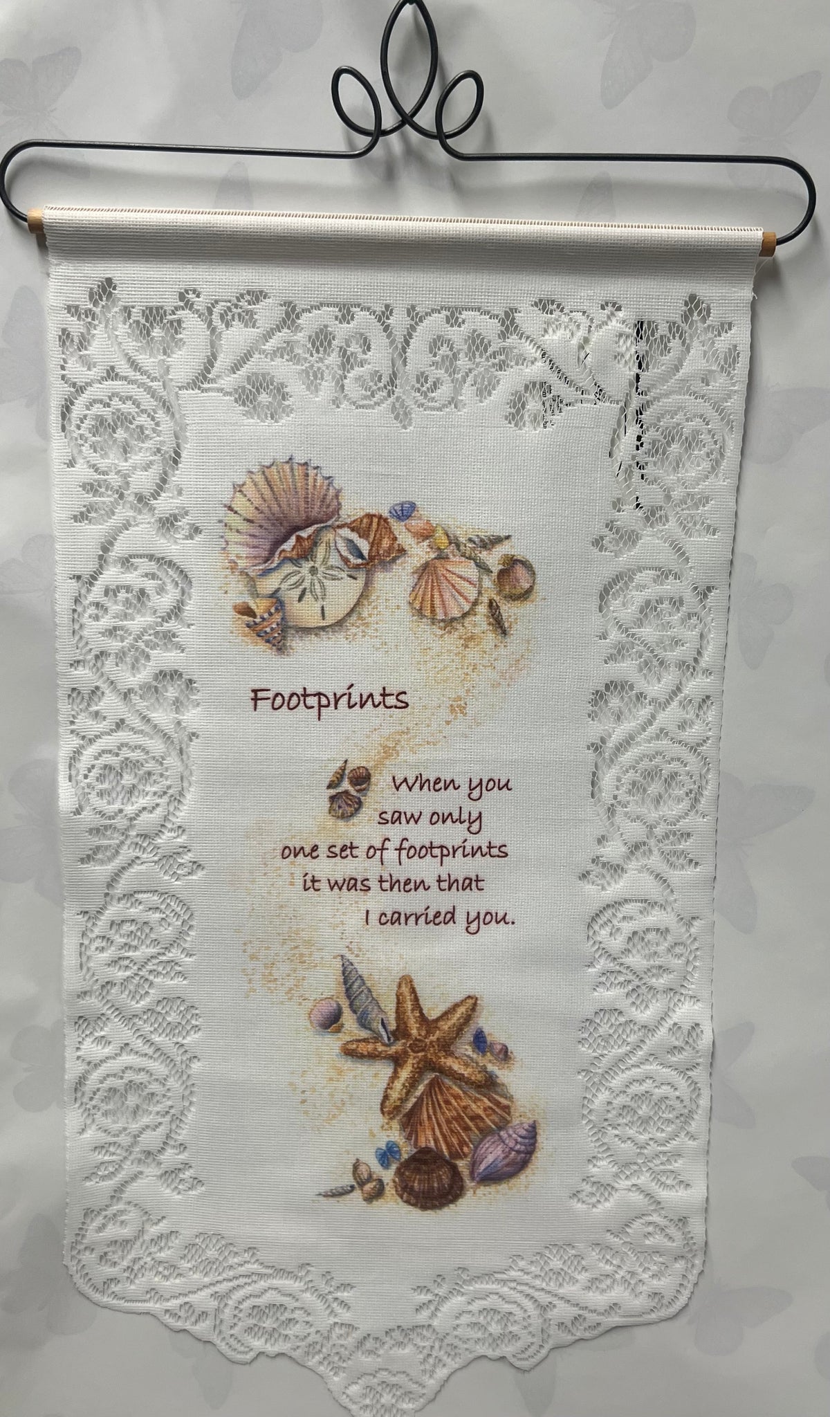 Seashell & Footprints -Lace Wall Hanging