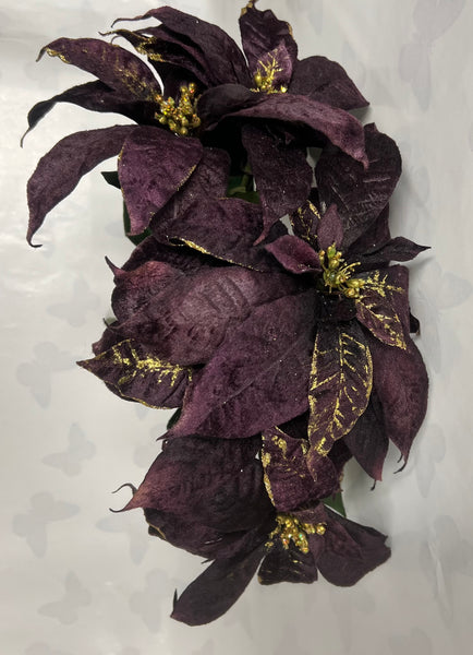 Velvet Glitter Poinsettia Bush- Eggplant