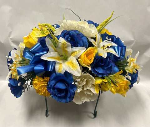 Artificial Stone Saddle -Royal Blue, Yellow and Cream