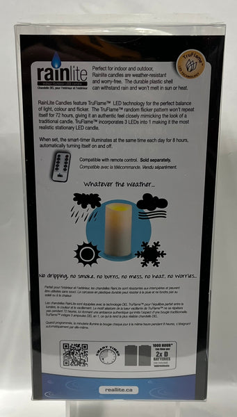 Rainlite Indoor/Outdoor LED Candle -9” (3”x9”)