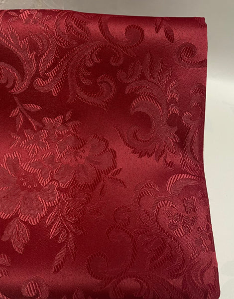 Table Cloth- Floral- Claret (Burgundy)- Scalloped Edge