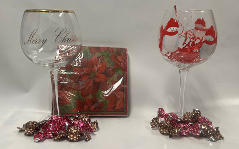 Christmas Wine Glass- Hostess Gift