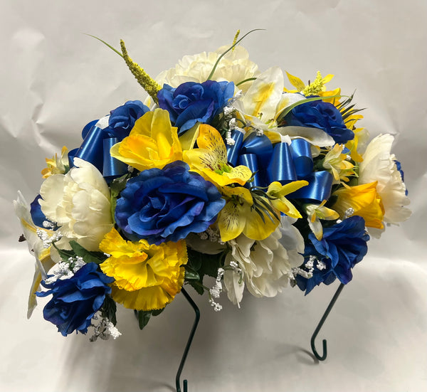 Artificial Stone Saddle -Royal Blue, Yellow and Cream